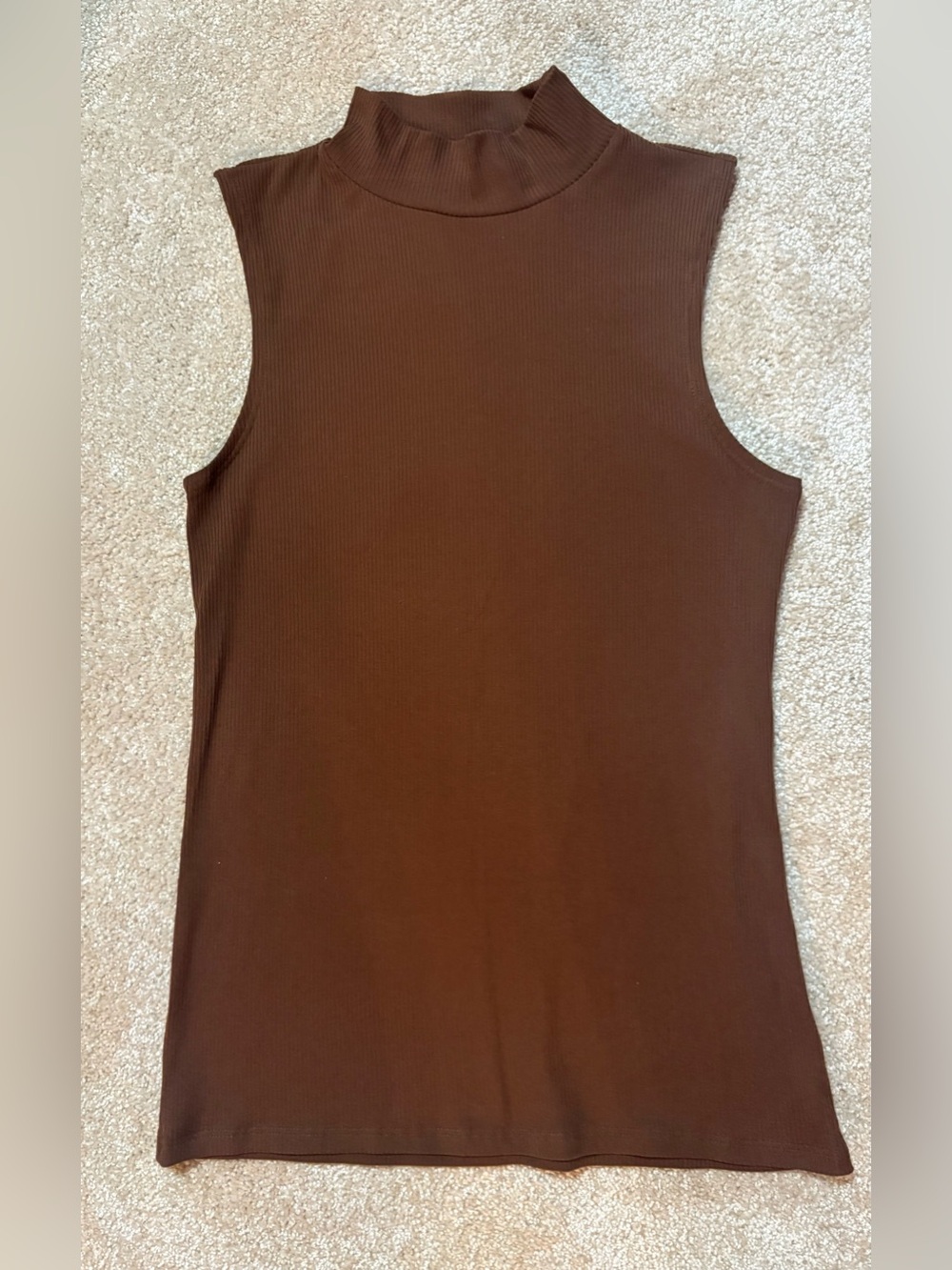 No Boundaries Brown Sleeveless Stretchy High Neck Top